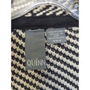 Quinn Geometric Open-Front Knit Cardigan, Black/Gray/Brown, M