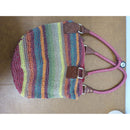 The Sak Multicolor Crochet Shoulder Bag With Leather Trim 13"x12"