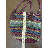 The Sak Multicolor Crochet Shoulder Bag With Leather Trim 13"x12"