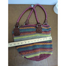The Sak Multicolor Crochet Shoulder Bag With Leather Trim 13"x12"