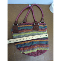 The Sak Multicolor Crochet Shoulder Bag With Leather Trim 13"x12"