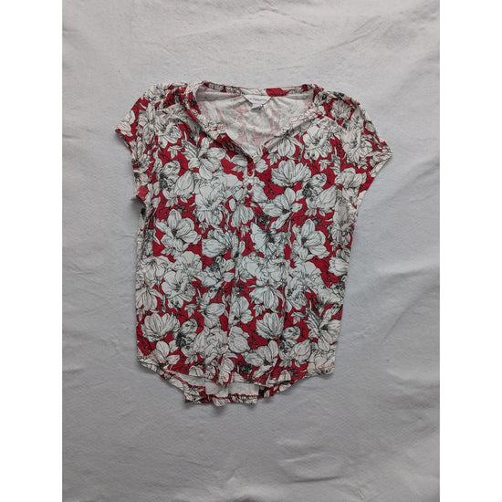Liz Claiborne Womens Floral Print Red/White Blouse L