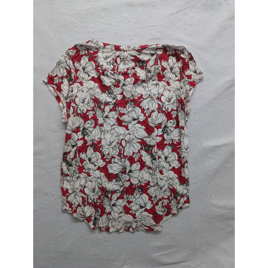 Liz Claiborne Womens Floral Print Red/White Blouse L