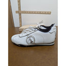 Playb0y Womens White Leather Sneakers W/ Crystal Logo Accent Size 5.5 US