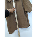 Frame Brown Waffle Knit Button-Up Short-Sleeve Shirt M