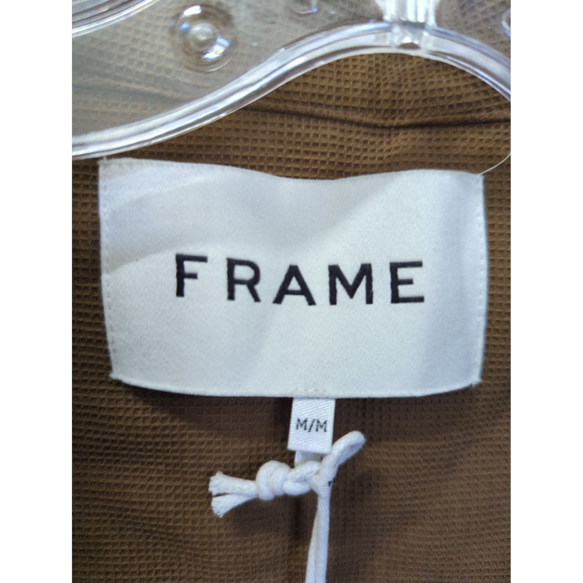 Frame Brown Waffle Knit Button-Up Short-Sleeve Shirt M