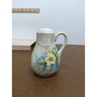 Antique Hand-Painted Porcelain Miniature Pitcher With Yellow Floral Design 3.5 Inches Tall