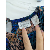 Vintage Jacky Smith Classics Blue Teal Abstract Print Blouse Shirt Top