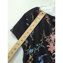 New York & Company Womens Black Floral Knee-Length Dress With Short Sleeves Size M