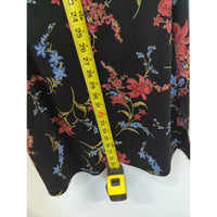 New York & Company Womens Black Floral Knee-Length Dress With Short Sleeves Size M