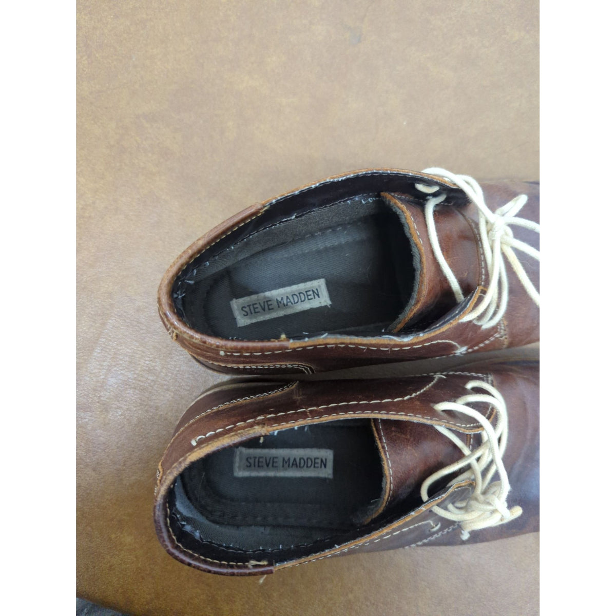 Steve Madden Brown Leather Lace-Up Oxford Shoes Size 10 Mens Casual Dress
