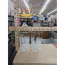 Vintage Etched Tall Drinking Glasses Kitchen Scene Design Set of 2
