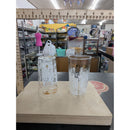 Vintage Etched Tall Drinking Glasses Kitchen Scene Design Set of 2