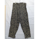Vintage Blue Womens Floral High-Waisted Rayon Pants Medium Black & Cream