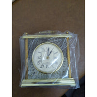 Paul Sebastian Quartz Crystal Table Clock Gold Trim Roman Numerals 4.5" New In Box