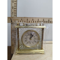 Paul Sebastian Quartz Crystal Table Clock Gold Trim Roman Numerals 4.5" New In Box