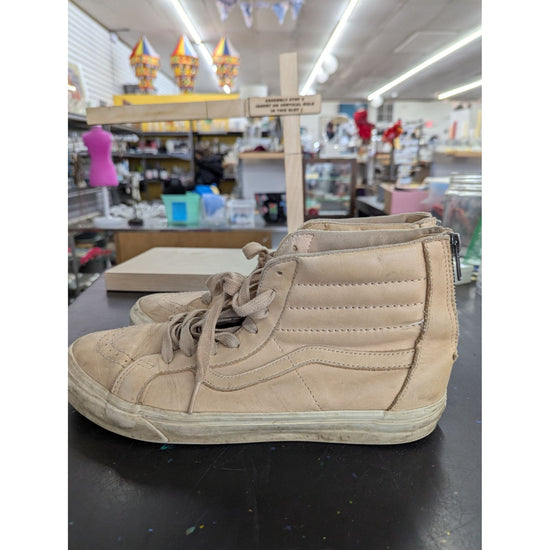 Vans Mens High-Top Beige Skate Shoes With Zipper Back Size 10.5 US Pre-Owned