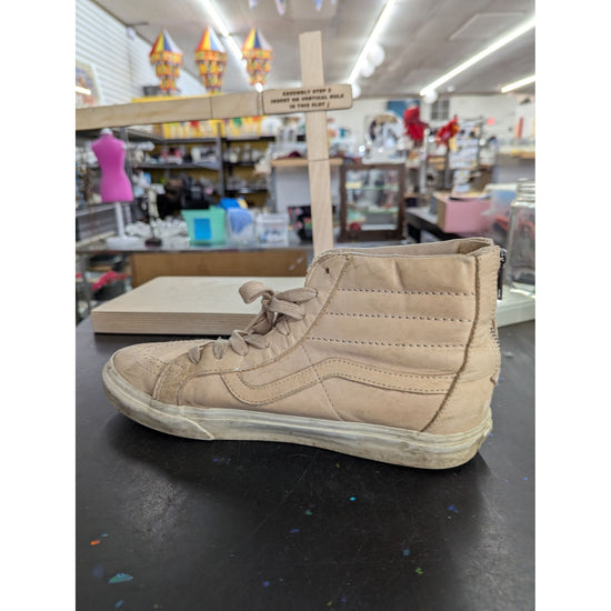 Vans Mens High-Top Beige Skate Shoes With Zipper Back Size 10.5 US Pre-Owned