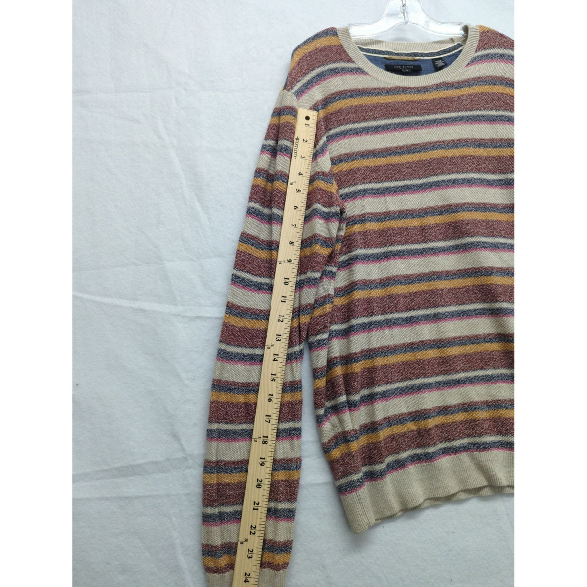 Ted Baker Multicolor Striped Knit Sweater Size 4 Beige/Brown Crewneck Long Sleeve