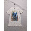 Simão Star Graphic Cat Print White T-Shirt Small Short Sleeve Lightweight Cotton Blend