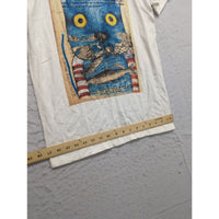 Simão Star Graphic Cat Print White T-Shirt Small Short Sleeve Lightweight Cotton Blend