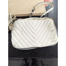 Aldo White Chevron Quilted Crossbody Bag With Gold Chain & Tassel