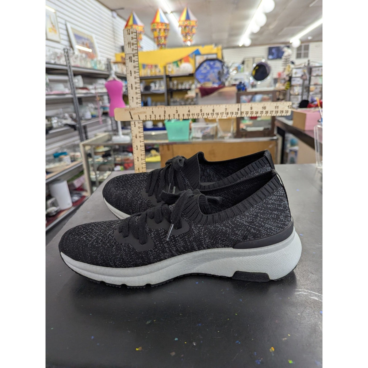Lightweight Knit Athletic Sneakers Black Gray Bruno Marc Running Shoes