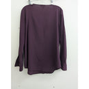 Calvin Klein Plum Long Sleeve Blouse With Gold Zipper Detail L 6/8