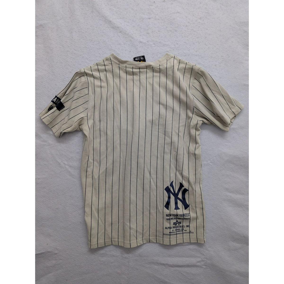 Alpha Industries Yankees Pinstripe Tee S Cotton Beige/Navy