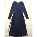 Rachel Rachel Roy Womens Navy Blue Wrap Midi Dress With Long Sleeves & Waist Tie - Size S