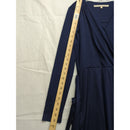 Rachel Rachel Roy Womens Navy Blue Wrap Midi Dress With Long Sleeves & Waist Tie - Size S