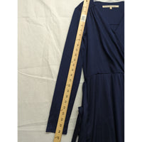 Rachel Rachel Roy Womens Navy Blue Wrap Midi Dress With Long Sleeves & Waist Tie - Size S