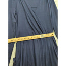 Rachel Rachel Roy Womens Navy Blue Wrap Midi Dress With Long Sleeves & Waist Tie - Size S
