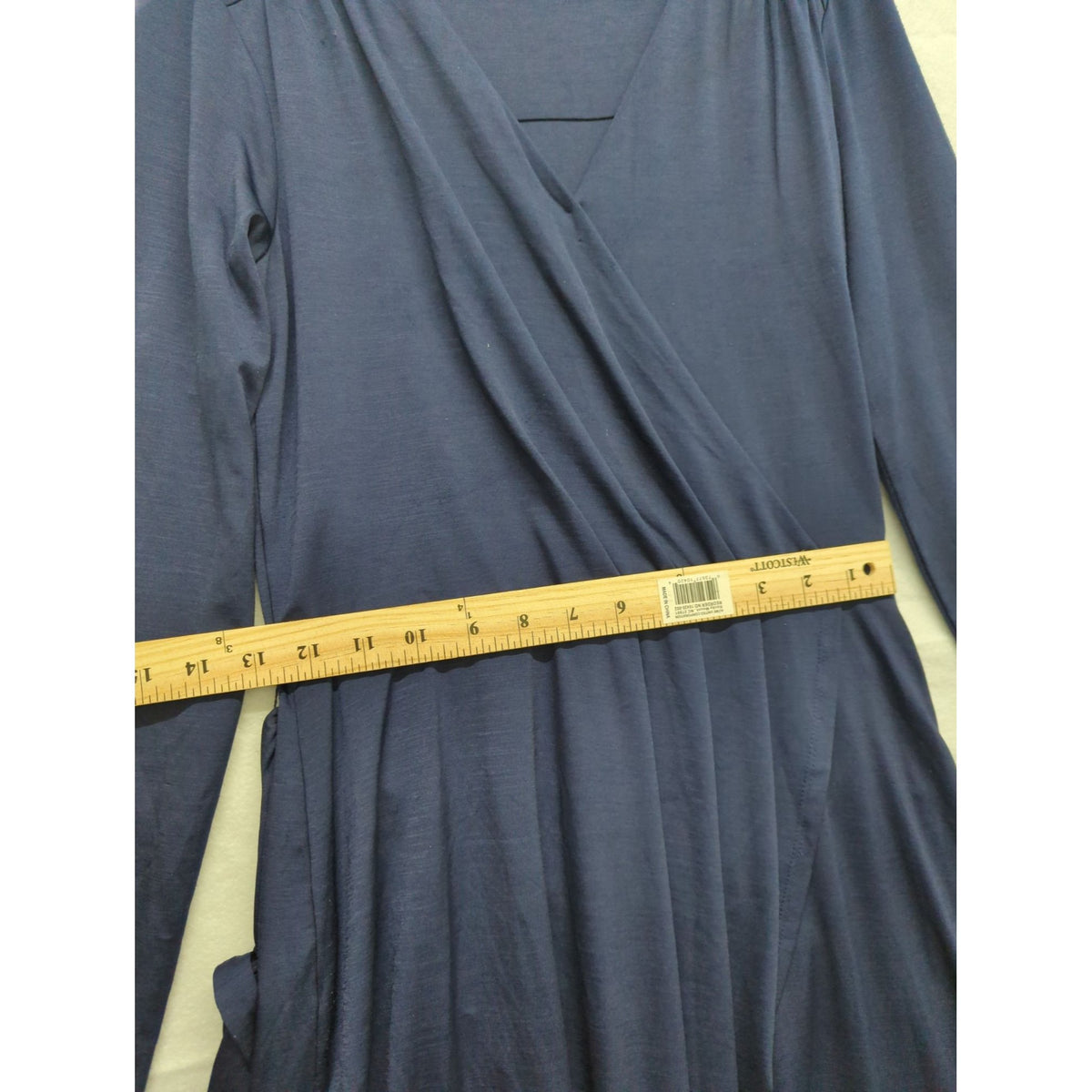 Rachel Rachel Roy Womens Navy Blue Wrap Midi Dress With Long Sleeves & Waist Tie - Size S