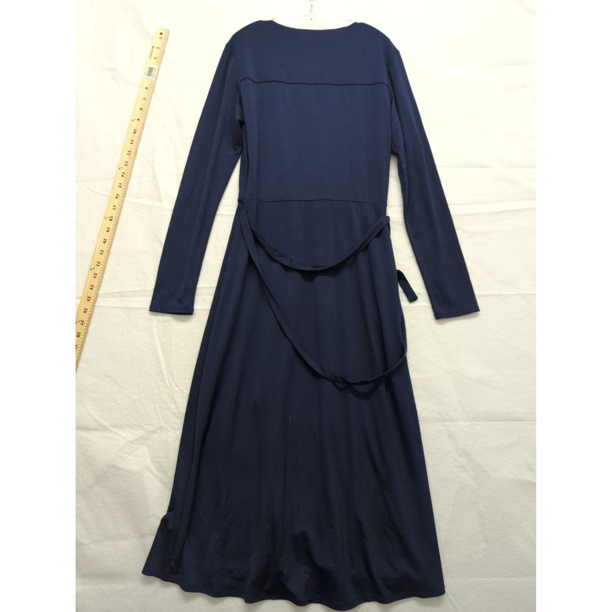 Rachel Rachel Roy Womens Navy Blue Wrap Midi Dress With Long Sleeves & Waist Tie - Size S