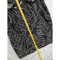 Black & White Leaf Print Ruched Midi Dress Size 8 Made In Korea 100% Polyester