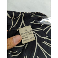 Black & White Leaf Print Ruched Midi Dress Size 8 Made In Korea 100% Polyester