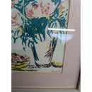 Framed Floral Print By Chagall In Pink Matted Frame With Hanging Wire