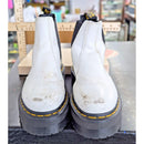 Dr. Martens White Leather Platform Chelsea Boots Womens Pre-Owned