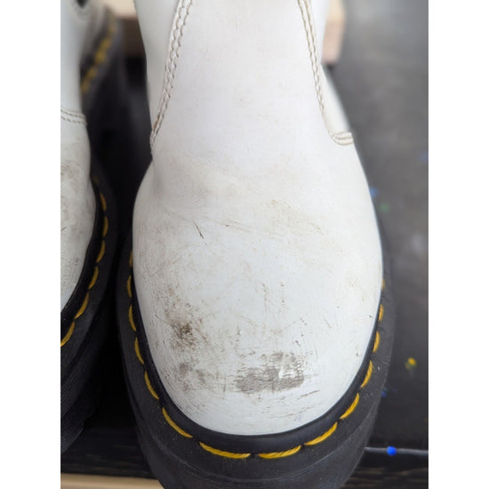 Dr. Martens White Leather Platform Chelsea Boots Womens Pre-Owned