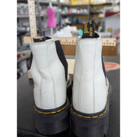 Dr. Martens White Leather Platform Chelsea Boots Womens Pre-Owned
