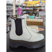 Dr. Martens White Leather Platform Chelsea Boots Womens Pre-Owned