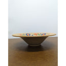 Vintage Ceramic Bowl With Hand-Painted Floral Design & Yellow Rim Mid-Century Modern 10-Inch Diameter Made In Japan