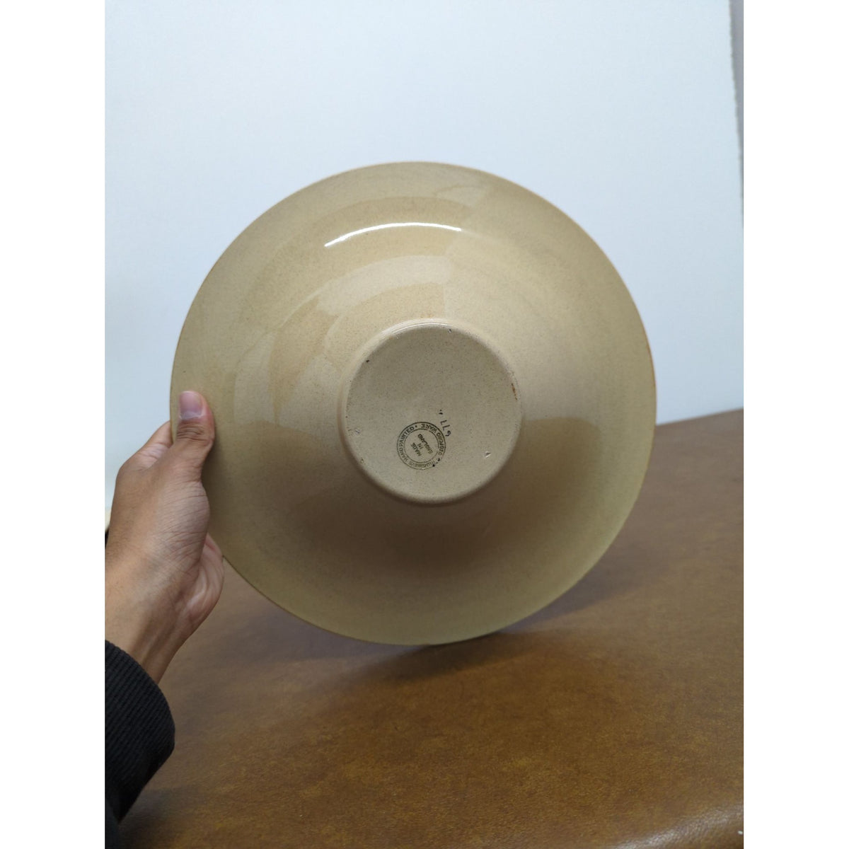 Vintage Ceramic Bowl With Hand-Painted Floral Design & Yellow Rim Mid-Century Modern 10-Inch Diameter Made In Japan