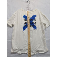 Shein White Graphic Tee "Nothing Is Impossible Challenge" Blue X Print Youth Size 13-14Y