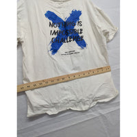 Shein White Graphic Tee "Nothing Is Impossible Challenge" Blue X Print Youth Size 13-14Y