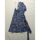 Nine West Blue & Orange Leopard Print Asymmetrical Dress With Puff Sleeve XL