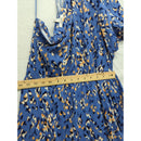 Nine West Blue & Orange Leopard Print Asymmetrical Dress With Puff Sleeve XL