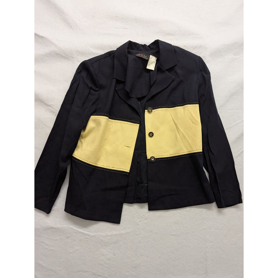 Melissa Harper Womens Blazer Jacket M Navy & Yellow Color Block Professional Att