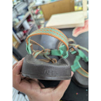 Chaco Womens Size 11 Brown Strappy Sandals With Green & Orange Accents